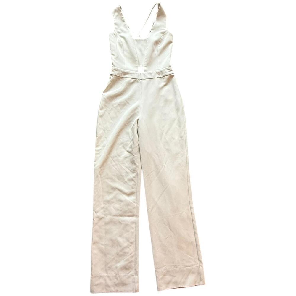Karina Grimaldi Cream Wide-Leg Jumpsuit